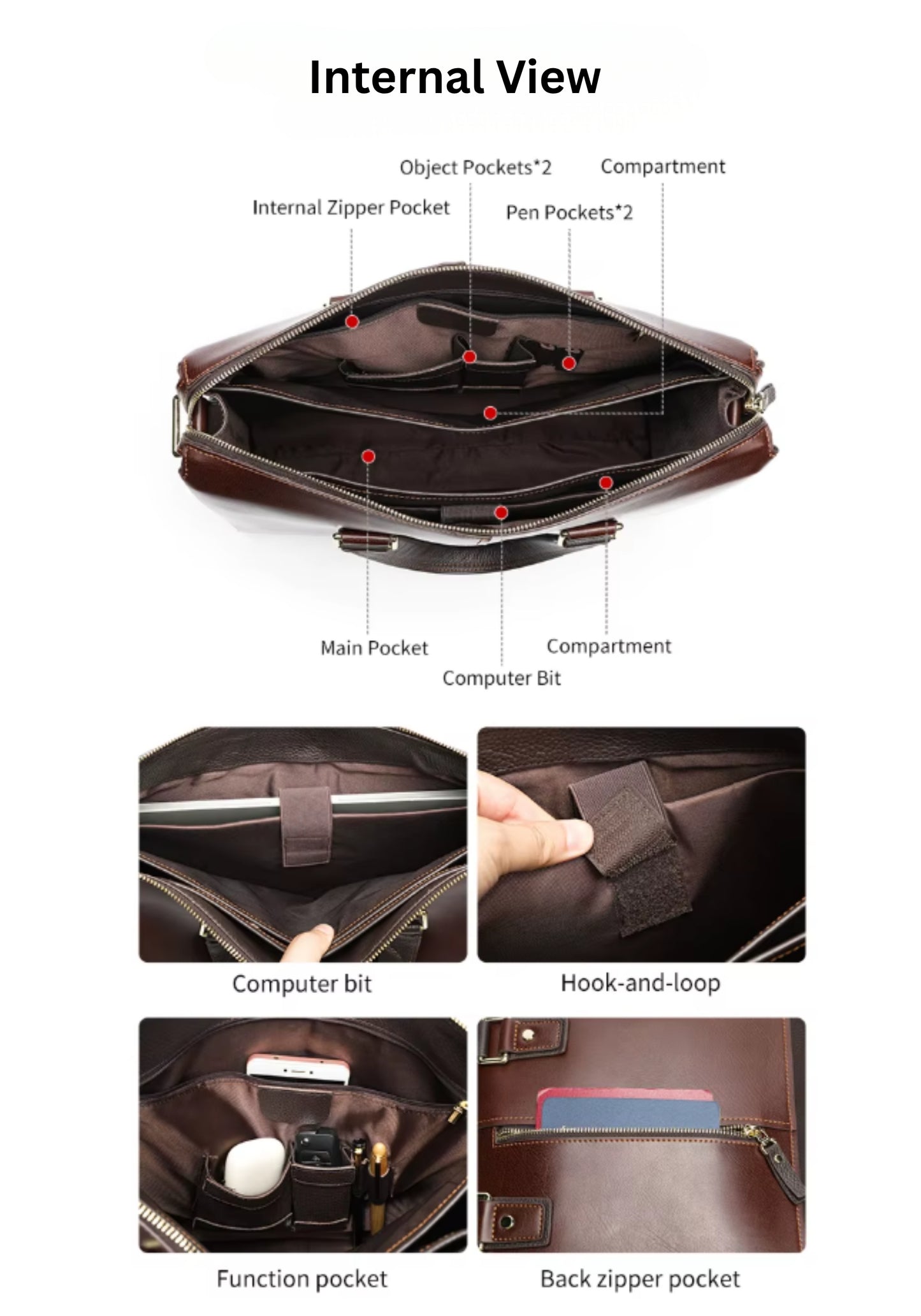 Hideclusive Vintage Cowhide Leather Briefcase for Men | Durable Casual Laptop Messenger Bag