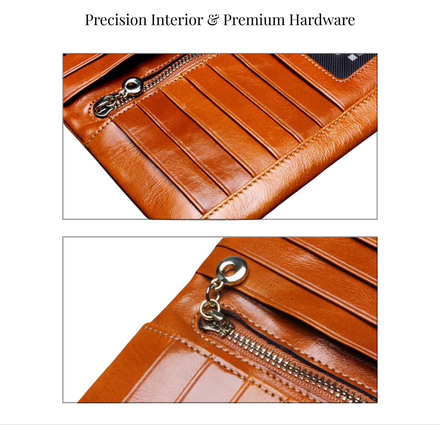 Hideclusive Women’s Signature Oil Wax Cowhide Leather Clutch – Premium Long Wallet & Purse