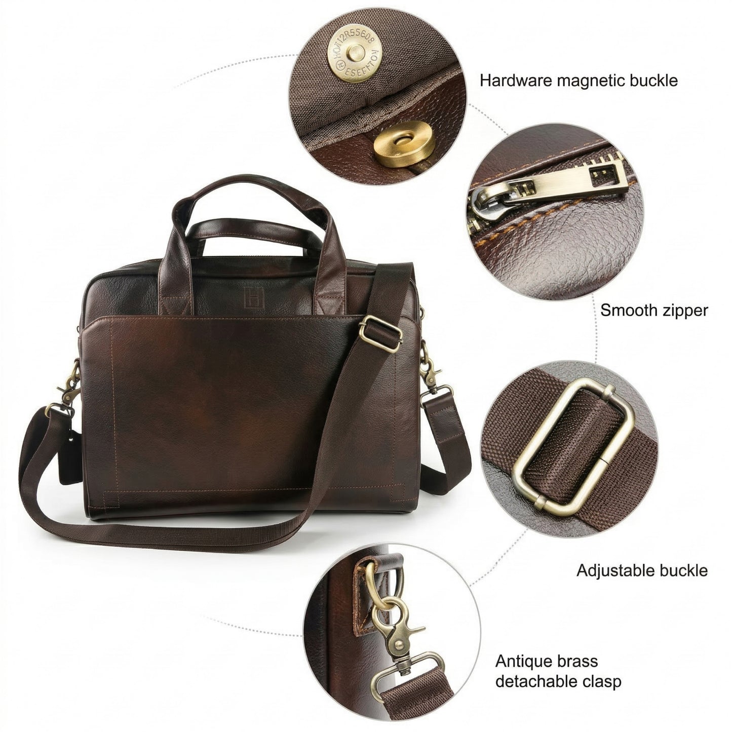 The Hideclusive Premium Men's Executive Leather Briefcase | Laptop Messenger Bag & Office Handbag