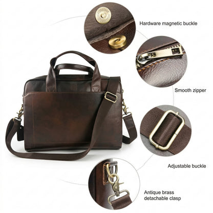 Men's Leather Executive Briefcase | Genuine Leather Messenger Laptop Bag | Hideclusive