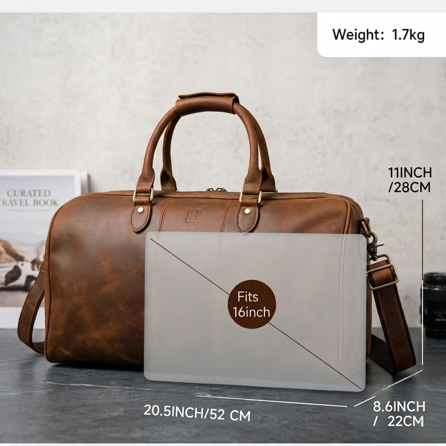 The Escape - Hideclusive Leather Weekend Escape Duffle Bag | Vintage Crazy Horse Cowhide | Short Trip Travel Luggage