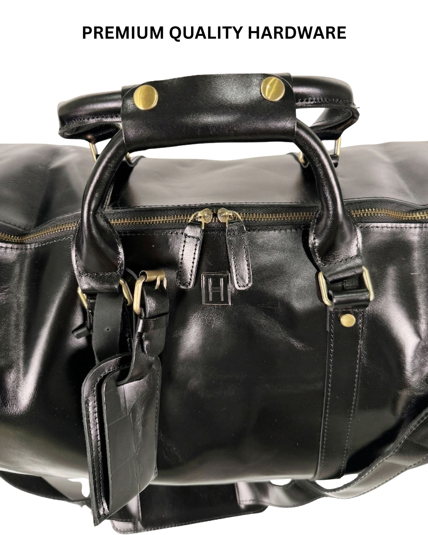 The Weekender - Hideclusive Men's Crazy Horse Leather Travel Duffel Bag | Crazy Horse Leather Weekender with Shoe Compartment | Large Carry-On Luggage (60cm)