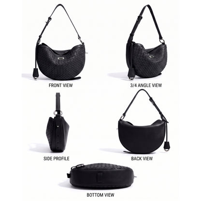 The Crescent Woven Leather Crossbody Bag for Women | Top Grain Cowhide | Hideclusive