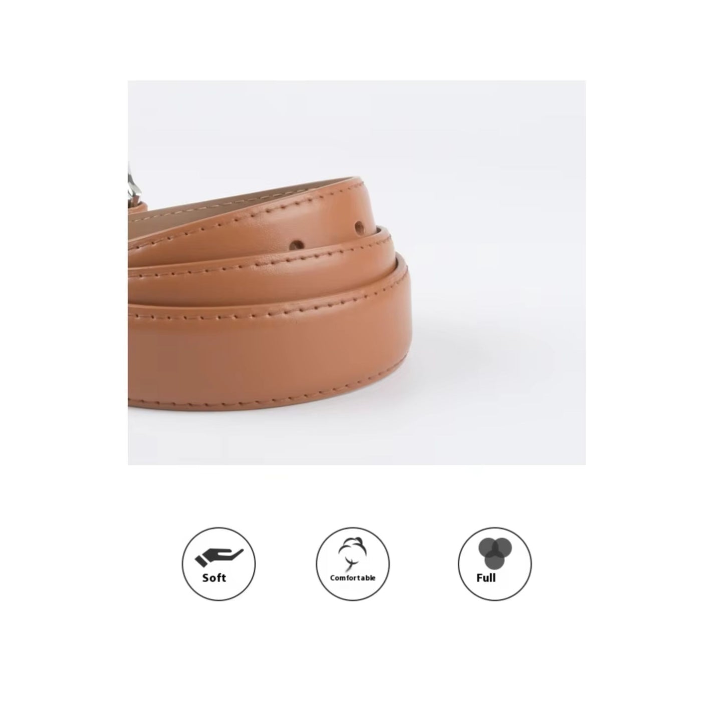 Hideclusive Women's Split Leather Belt, Solid Pattern Strap, Polished Alloy Pin Buckle