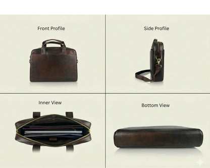 Men's Leather Executive Briefcase | Genuine Leather Messenger Laptop Bag | Hideclusive