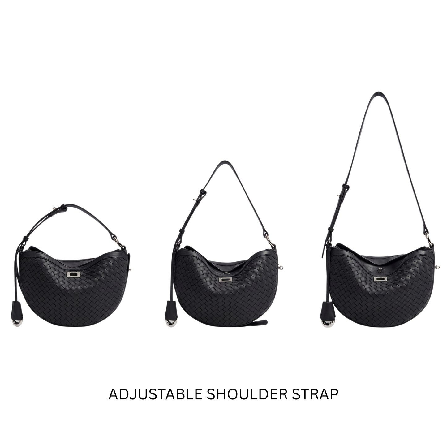 The Crescent - Hideclusive Premium Woven Leather Half Moon Bag | Top Grain Cowhide Crossbody Saddle Purse