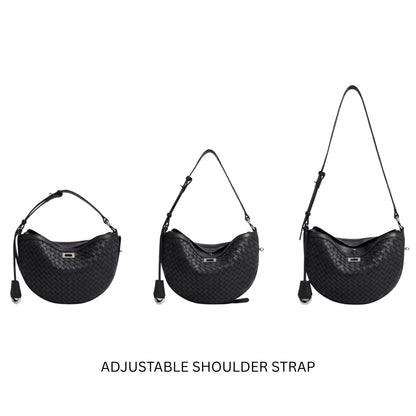 The Crescent Woven Leather Crossbody Bag for Women | Top Grain Cowhide | Hideclusive