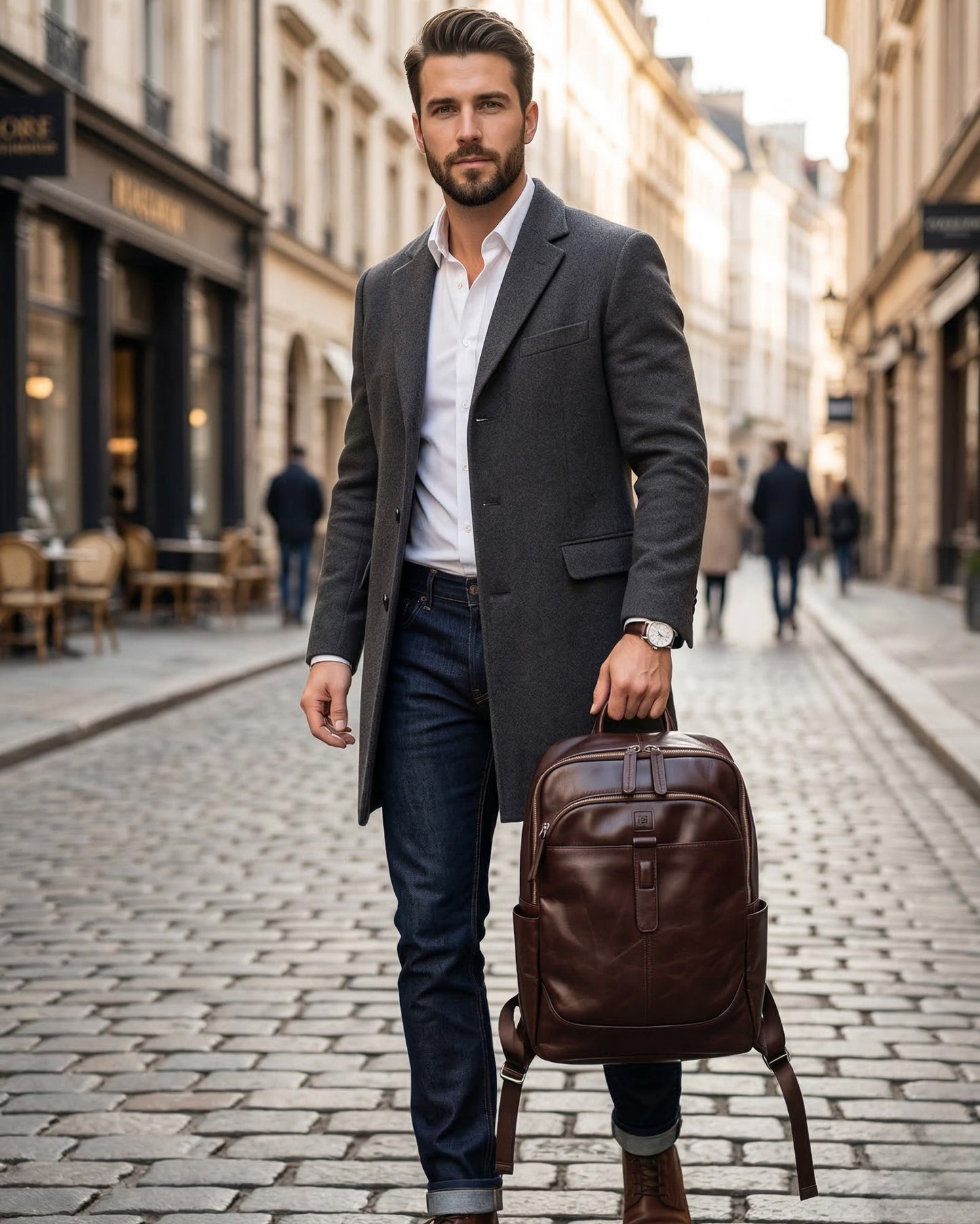 Hideclusive Vintage 100% Genuine Cowhide Leather Business Backpack | Waterproof Daily Commuter