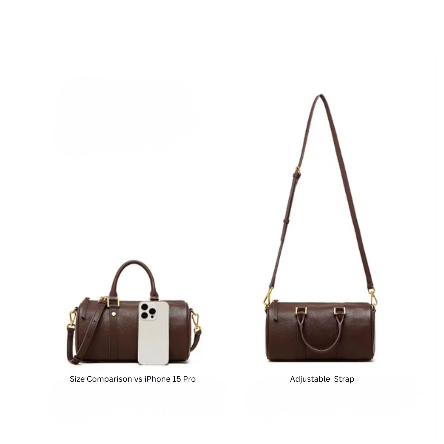 The Duffy - Premium Top Grain Leather Cylinder Duffle Bag - Versatile Women's Work-to-Weekend Crossbody Handbag