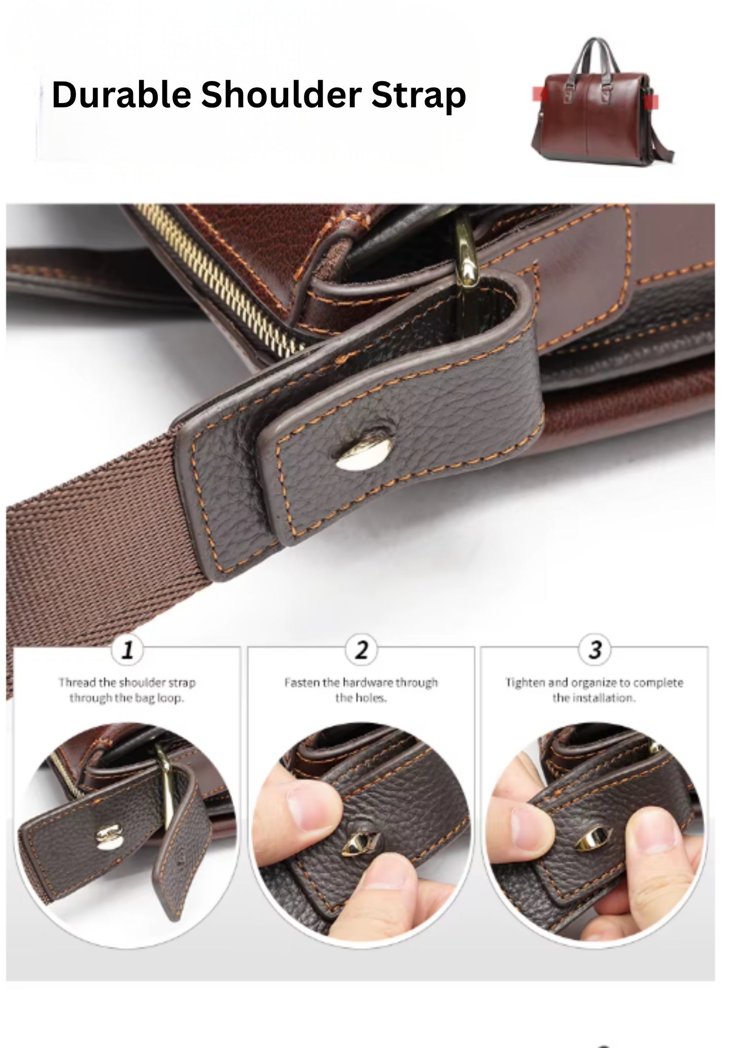Hideclusive Vintage Cowhide Leather Briefcase for Men | Durable Casual Laptop Messenger Bag