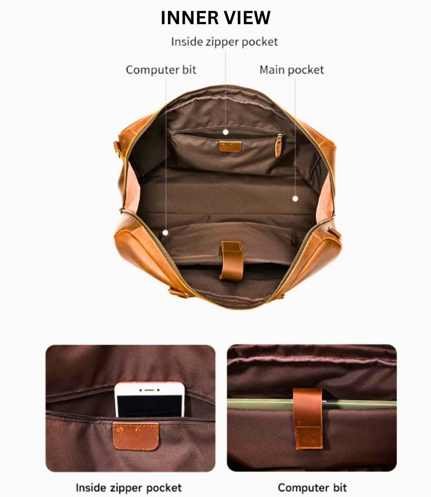 The Escape - Hideclusive Leather Weekend Escape Duffle Bag | Vintage Crazy Horse Cowhide | Short Trip Travel Luggage