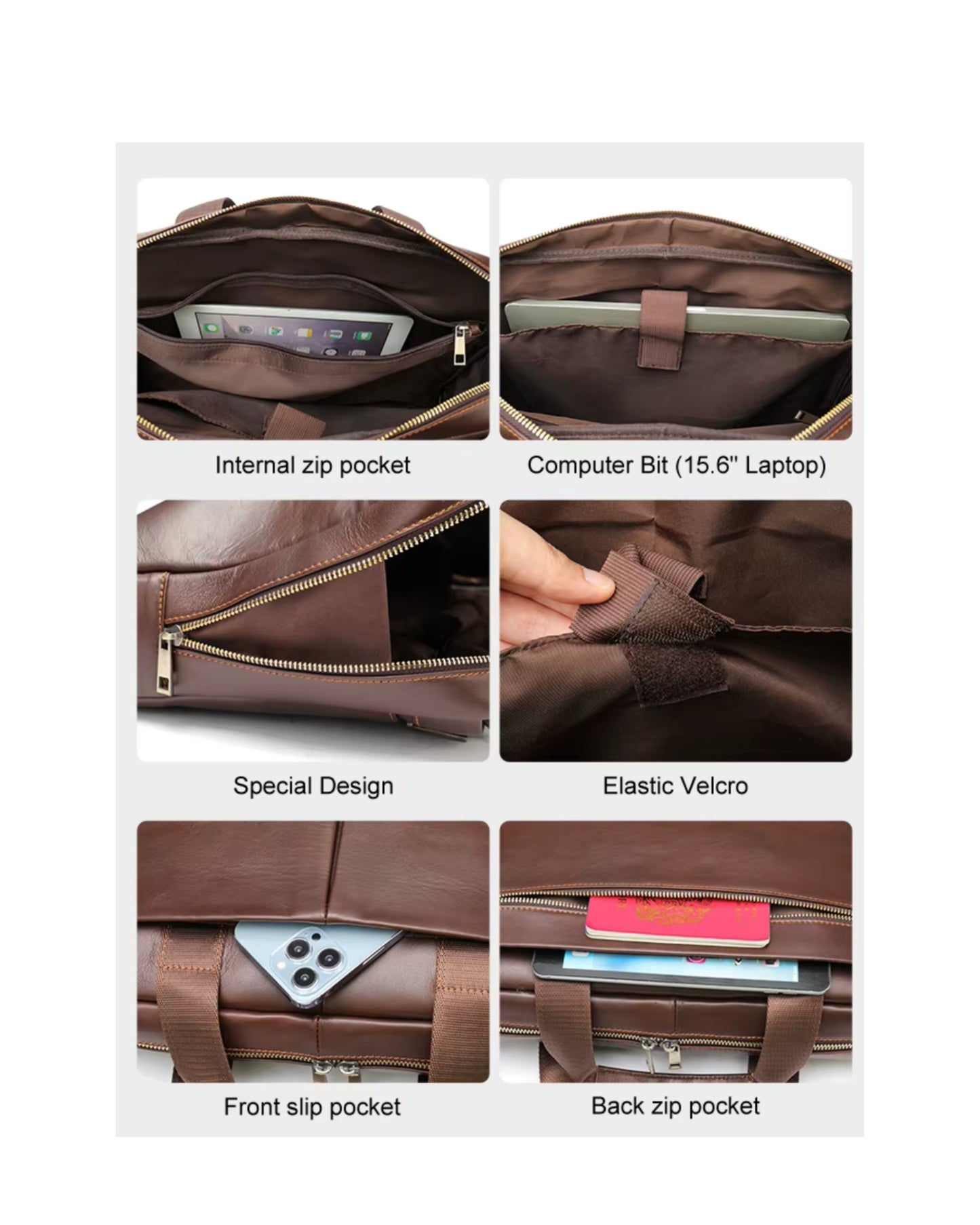 The Manhattan Workbag - Hideclusive Premium Leather Executive Briefcase & Messenger Bag | Fits 15" Laptop | Coffee