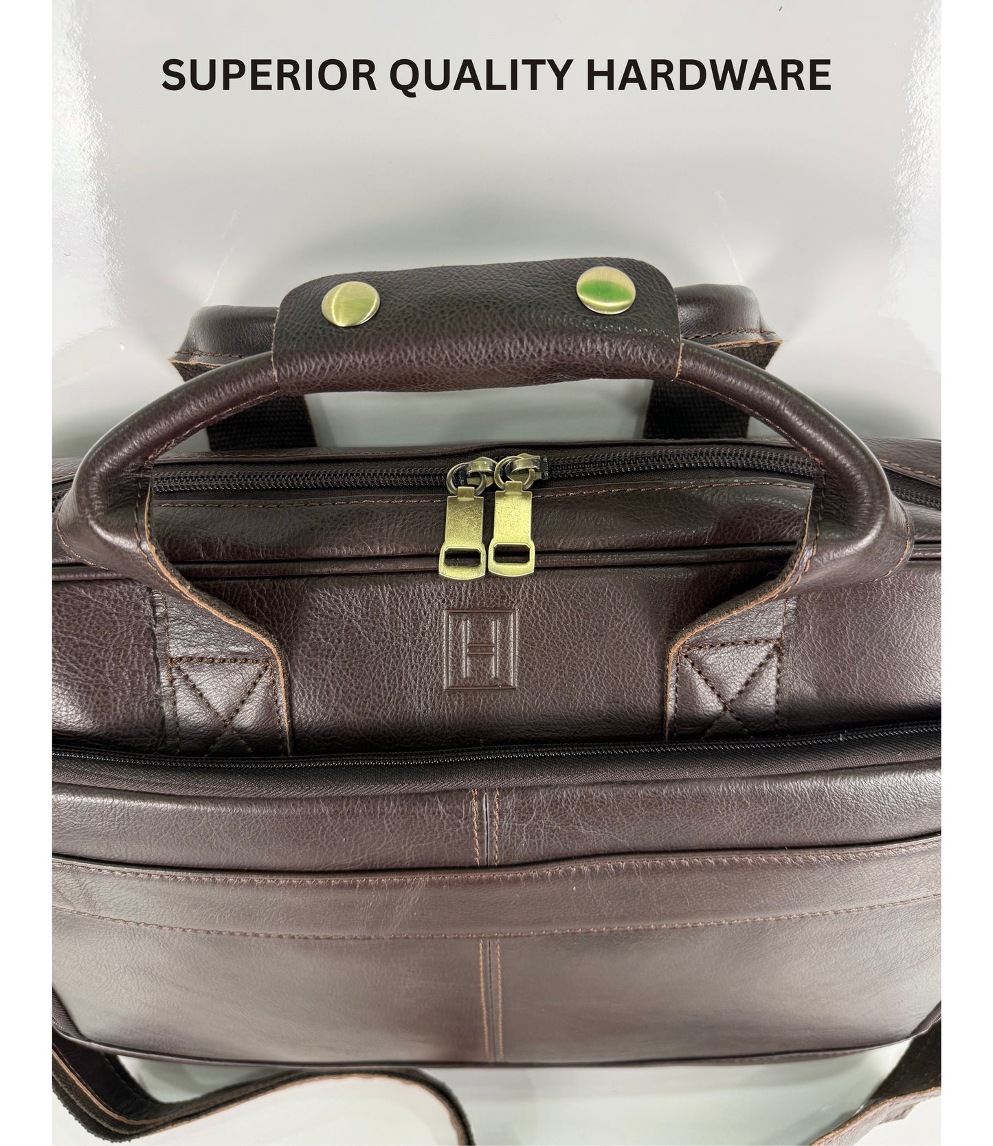 The Executive Genuine Leather Briefcase by Hideclusive | Men's Genuine Leather Briefcase | Premium Laptop Messenger Bag & Travel Portfolio | Coffee | Hideclusive