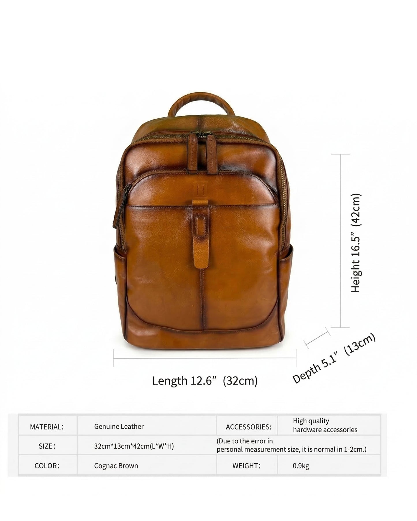 Hideclusive Vintage 100% Genuine Cowhide Leather Business Backpack | Waterproof Daily Commuter