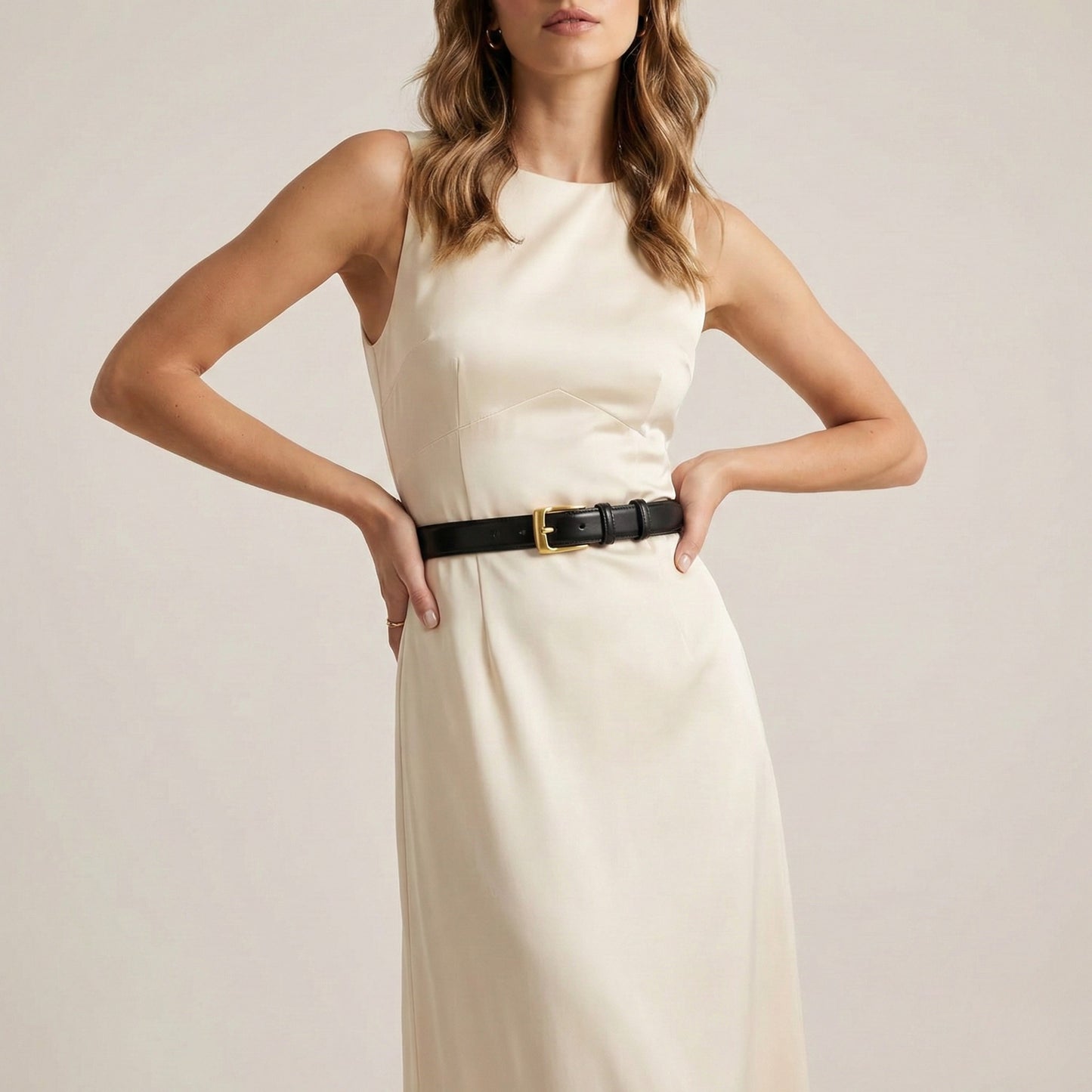Hideclusive Classic Leather Belt with Gold Buckle, Genuine Leather, Black, Brown and Burgundy, Dress Belt for Women