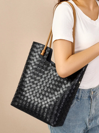 The Timeless Woven Leather Tote Bag for Women | Full-Grain Cowhide | Hideclusive