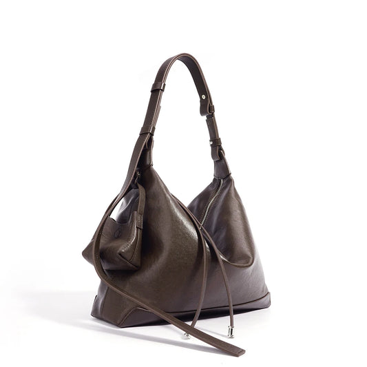 Hideclusive Designer Luxury Genuine Cowhide Leather Women's Tote Handbag Top Grain Cowhide Zipper Handmade Shoulder Handbags