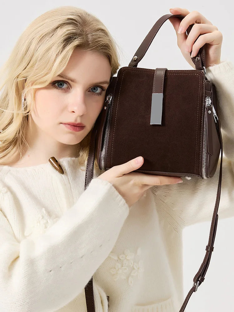 La Petit: Luxury Suede & Frosted Leather Crossbody Bag