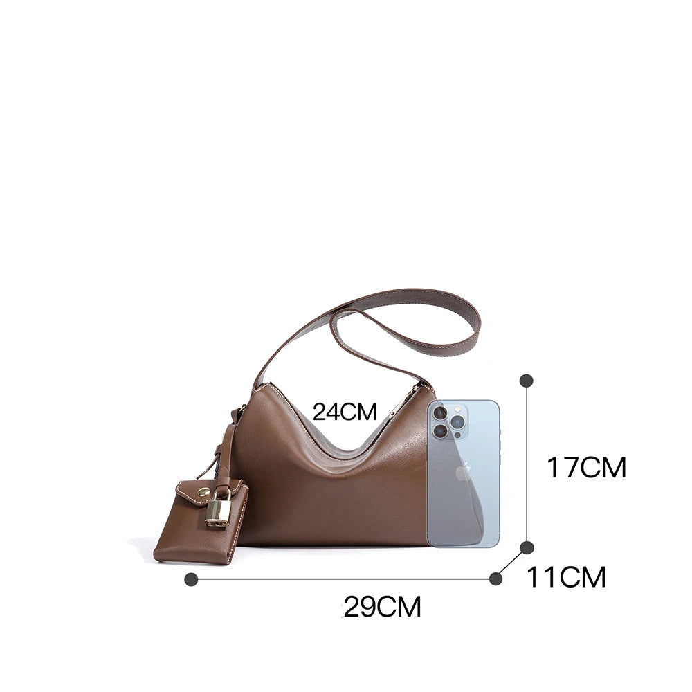 Hideclusive Genuine Leather High Quality Fashion Shoulder Cowhide Leather Designer Handbags for Women Tote Bag