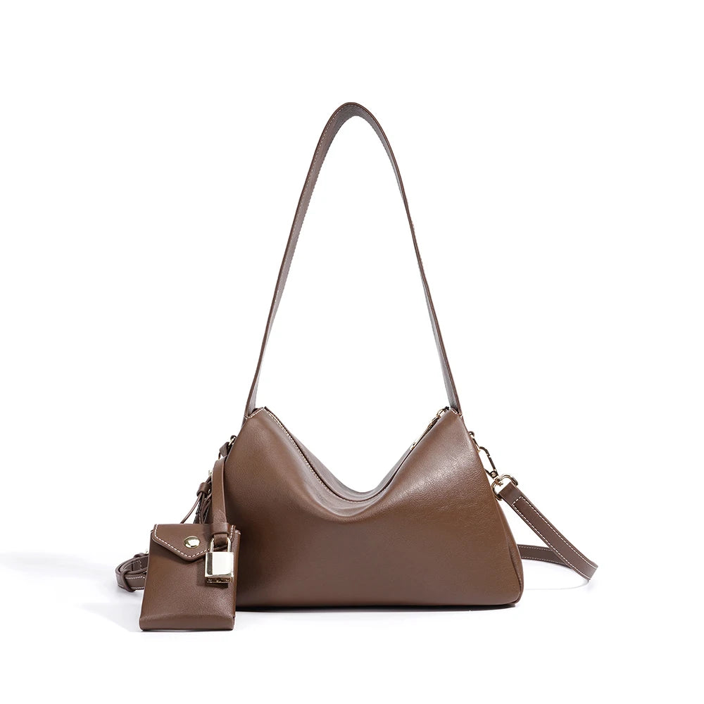 Hideclusive Genuine Leather High Quality Fashion Shoulder Cowhide Leather Designer Handbags for Women Tote Bag