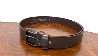 Ceinture pour homme en cuir pleine fleur de première qualité | 40mm | Marron foncé | Boucle chromée | Hideclusive