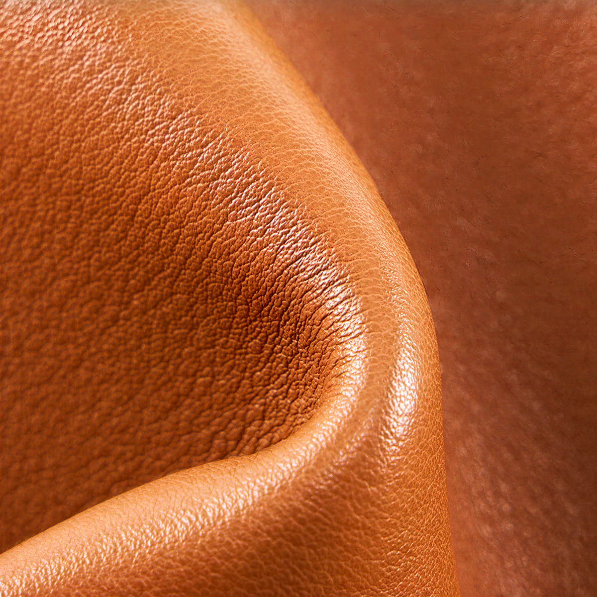 Close-up of The Luna's top-grain cowhide grain in Brown