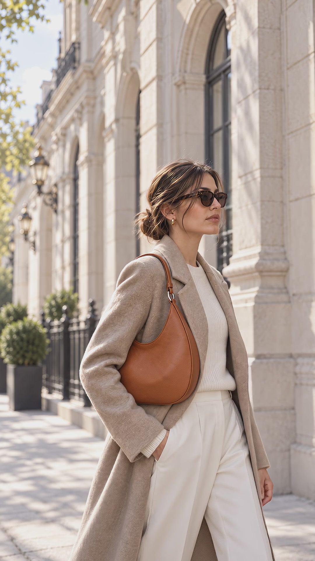 Lifestyle video of The Luna top-grain leather hobo bag